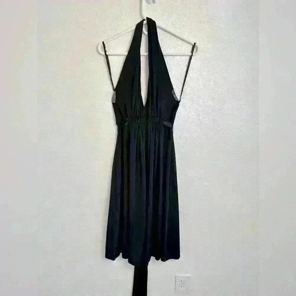 BCBGMAXAZRIA A-Line Jersey Halter Low Back Midi Dress With Tie Back Size Small - Picture 3 of 11